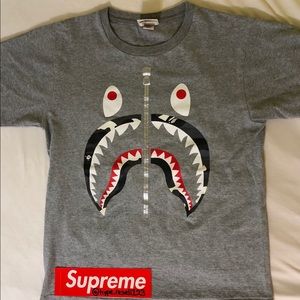 Bape Gray Zip-up Shark Tee